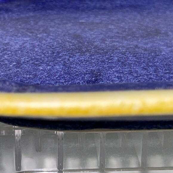 Benlloch Espana, Spain 14" Blue Platter with Yellow Leaves Signed Studio Pottery - Picture 5 of 16